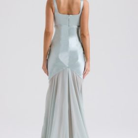 Vittoria Pistachio Chiffon Floor Length Gown - Image 12